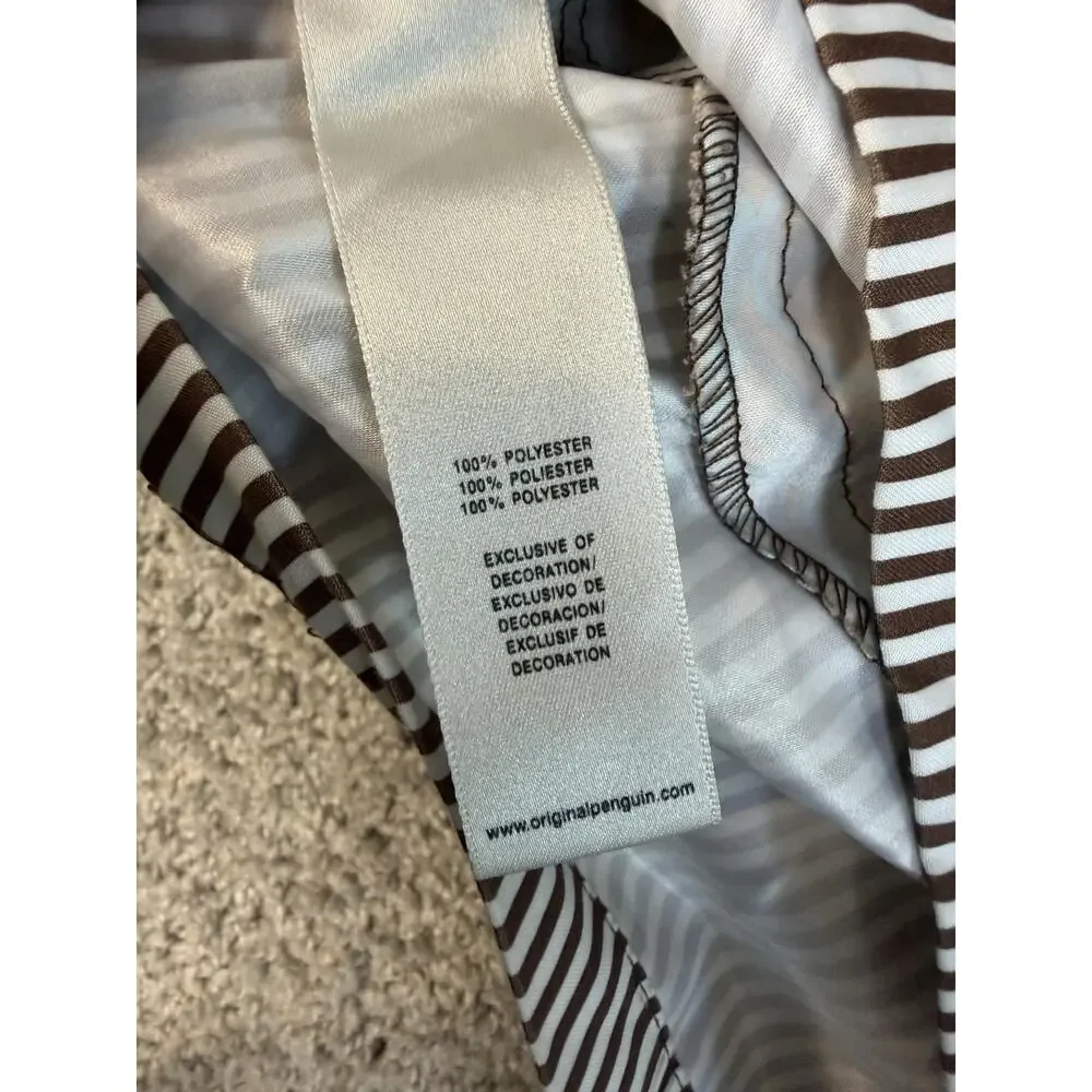 Penguin Munsingwear Swim Shorts Mens 36 Brown Striped Lined Built-In Brief